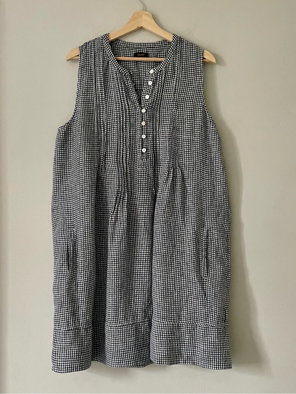 Quince European Linen Sleeveless Swing Dress Classic Mini Gingham